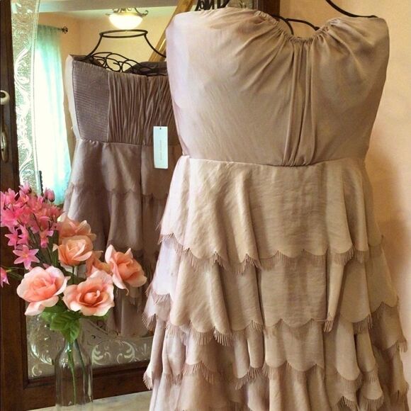 REBECCA TAYLOR CHAMPAGNE EYELASH BUSTIER DRESS 6 NWT - Picture 9 of 12